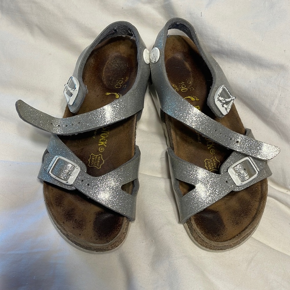 Kids silver sparkle Birkenstock sandals
